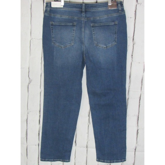 maurices Women Jeans Size 16 Blue Straight Slim High Rise Sandblasted Denim New - Picture 2 of 4